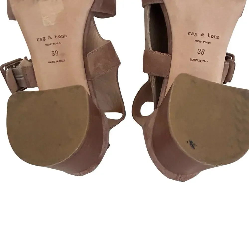 RAG & BONE Women’s Suede Open Toe Matteo Sandal Block Heel B Size 7.5 US 38 EU